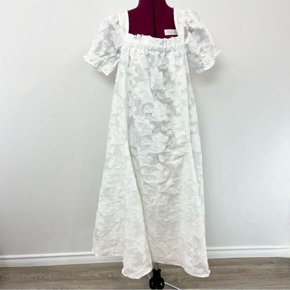 Just Me White Empire waist relaxed fit Floral Print Dress L - Picture 2 of 12